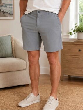 Faherty All Day Shorts Mens 38 Gray Stretch Performance Chino Golf Casual